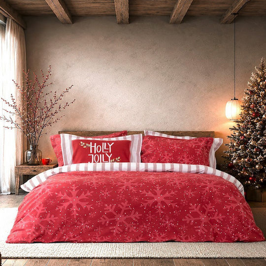 Nima Cotton Duvet Cover Set 220x240cm Double with 2 Pillowcases Red