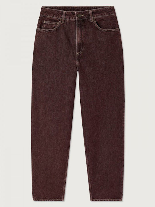 Ashow Women's Jeans Pants in Balloon Fit Burgundy