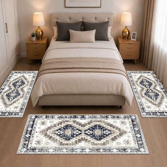 Homeone Modern Schlafzimmer-Teppichsets Samt 3 Stück