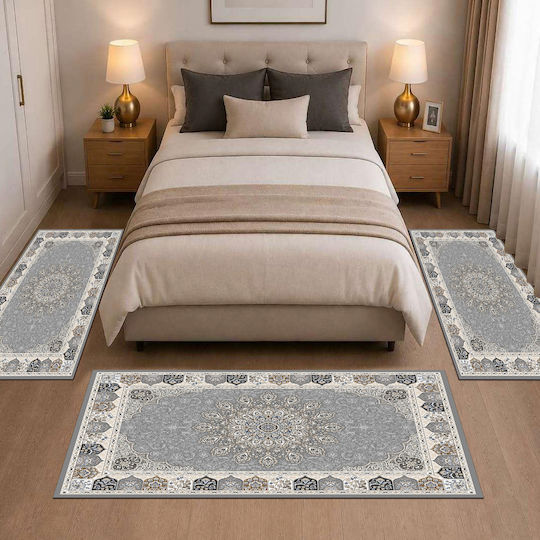 Homeone Modern Schlafzimmer-Teppichsets Samt 3 Stück