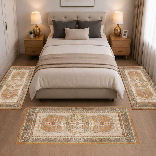 Homeone Modern Schlafzimmer-Teppichsets Samt 3 Stück