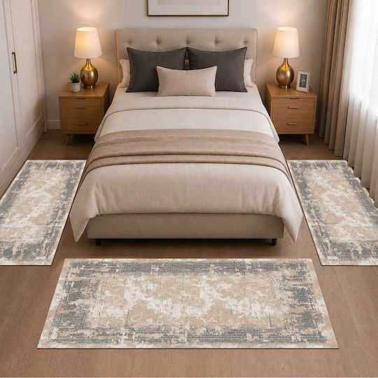 Homeone Modern Schlafzimmer-Teppichsets Samt 3 Stück
