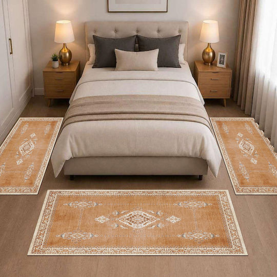 Homeone Modern Schlafzimmer-Teppichsets Samt 3 Stück