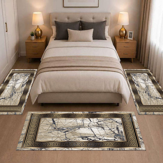 Homeone Modern Schlafzimmer-Teppichsets Samt 3 Stück