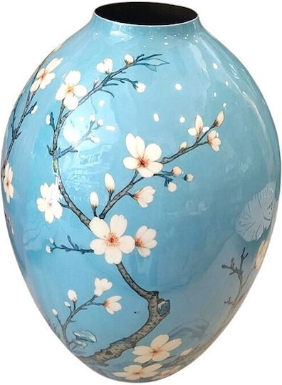 Capolavoro Metallische Blaue Vase Ø18xH23cm