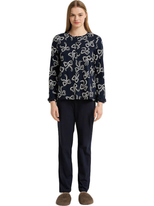 Vamp Winter Women's Pyjama Set Navy Blue