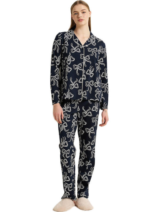 Vamp Winter Women's Pyjama Set Navy Blue