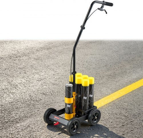 Vevor Striping Line Marking Machine 6-can Capacity Black 4 Wheels Parking Striping Machine Ρυθμιζόμενο Πλάτος Γραμμής 50-100 Mm Βαρέως Τύπου Γρήγορη Ακριβή Σήμανση Ακροφύσιο Προσαρμογέα