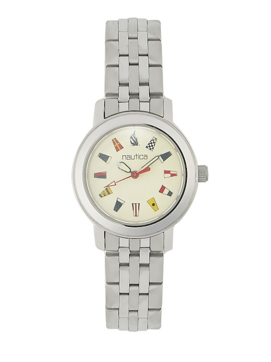 Nautica Women's 30mm Battery-Powered Watch with Silver Stainless Steel Bracelet Nautica Women's 30mm Battery-Powered Watch with Silver Stainless Steel Bracelet