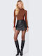 Damen-Ledershorts Black