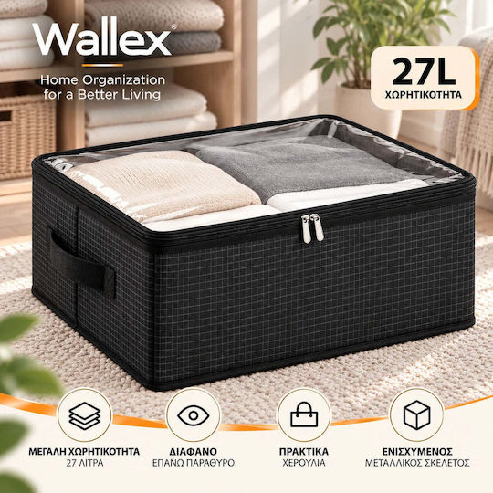 Wallex Cutie Textilă de Depozitare pentru Haine / Lenjerie Intimă / Costume / Paltoane / Pături/Pilote / Cravate / Rochii / Șosete / Tricotaje / Cămăși / Curele / Genți în Culoare Neagră 45x30x20cm