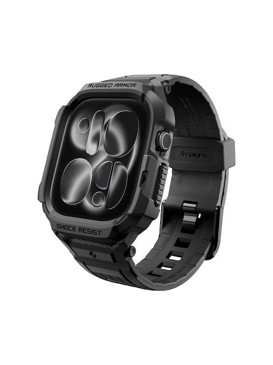 Spigen Husă din Silicon Neagră pentru Apple Watch 12 46 mm