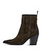 Khakifarbene Leder Damenstiefeletten