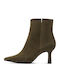 Khakifarbene Damen-Lederstiefeletten