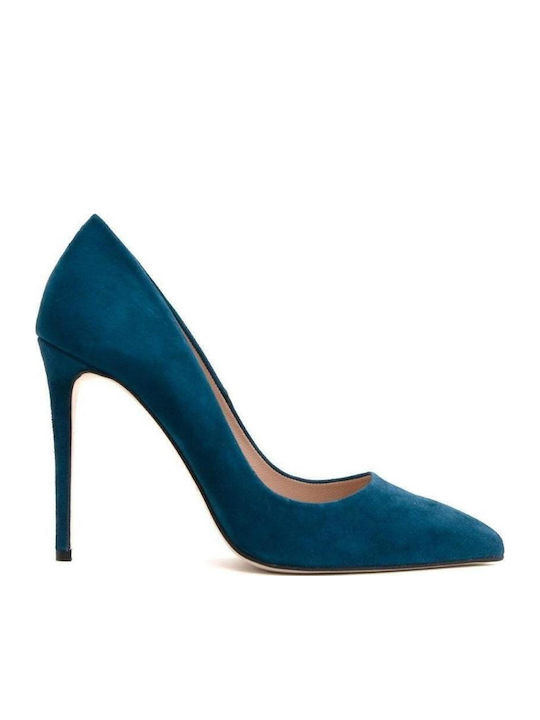 Mourtzi Petrol Leather Heels
