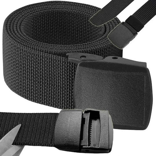 Στρατιωτική Ζώνη Ιμάντας 120 Cm Polyester Πλαστική Πόρπη – Μαύρη