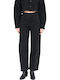 Damen-Stoffhose mit Gummizug Schwarz