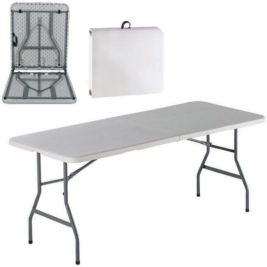 Masă Pliantă cu Blat din Plastic Albă 180x74x74 cm EO179