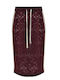 Pencil Midi Skirt Burgundy