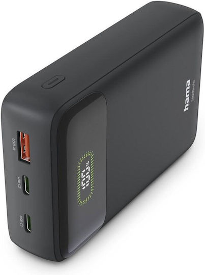 HAMA PD20-W20 Power Bank 20000 mAh mit USB-A-Anschluss und 2 USB-C-Anschlüssen mit Power Delivery Schwarz