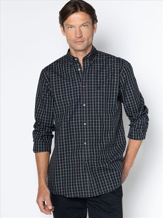 Maverick Long Sleeve Shirt in Regular Fit Checked Black