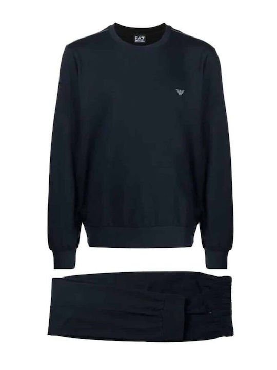 Emporio Armani Winter Herrenpyjama aus Baumwolle Marine