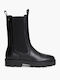 Leather Women's Boots with Elastic Gussets Black
