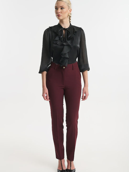 Burgundy Women's Suit in Slim Fit