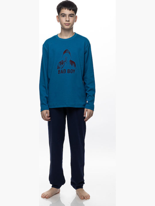 Galaxy Kinder-Baumwollpyjama Petrolblau/Blau