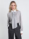 Long Sleeve Women's Grey Striped Shirt