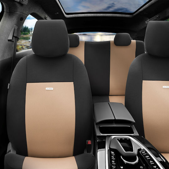 Autositzbezug-Set aus Stoff Beige / Schwarz