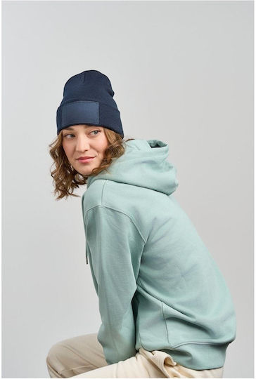 Căciulă Unisex cu Tricotaj Rib în Culoare Albastru Marin S-Wind cu Patch