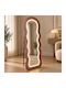 Keskor Mirror with Brown Wooden Frame & LED Lighting 160x60cm