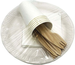 Einhell Set of Wooden Tool Paper Plates 6 White