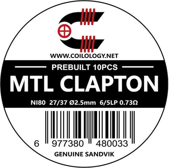 Mtl Clapton Premade Coils Ni80 0.73ω 10τμχ Coilology
