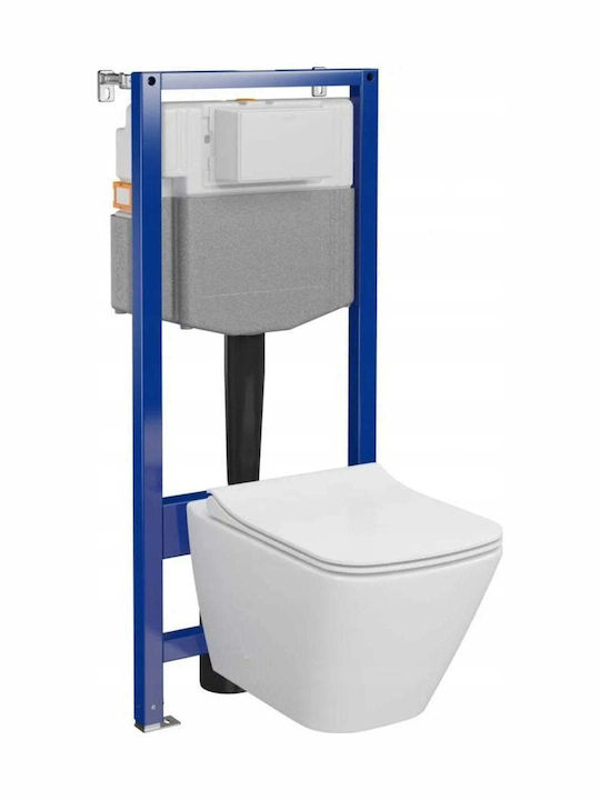 Cersanit Wandhängendes WC mit Duroplast-Sitz und Absenkautomatik Weiß