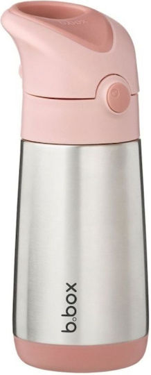 B.Box Stainless Steel Kids Thermos Water Bottle with Straw Pink 350ml