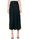 Schwarzer Satin Midirock in A-Linie mit hoher Taille