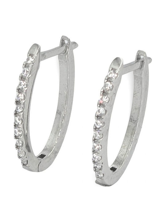 Hoop Earrings Silver 925 Zircon Stones 1.7 cm