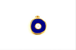 Metallic Enamel Hanging Jewelry Charm in Eye Shape, 2 mm Thick, Set of 10 pcs