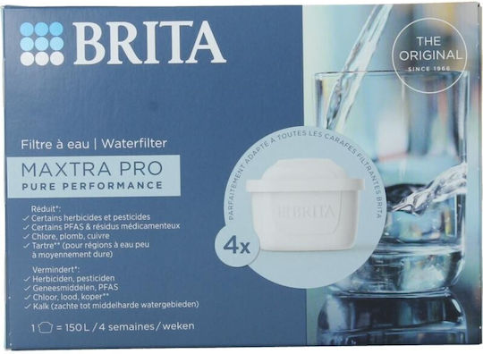 Brita Water Filter Cartridge for Jug Maxtra Pro Pure Performance (All-In-1) 4 Pieces