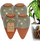 Set 4 Relaxdays Plant Watering Spikes Clay 350 Ml Slow-release Irrigation System Green Brown