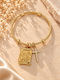 Stainless Steel Cuff Bracelet With Byzantine Icon & Cross Charm