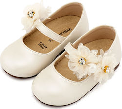 Babywalker Ecrufarbene Leder-Taufballerinas