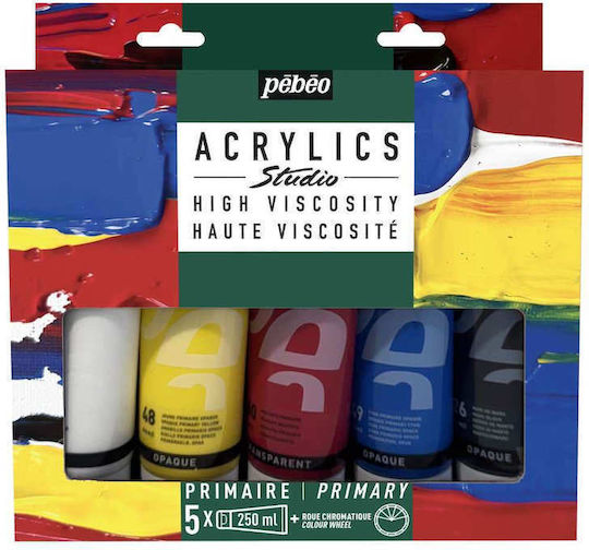 Σετ Ακρυλικών Studio Acrylics Βασικά Χρώματα 5x250ml Pébéo