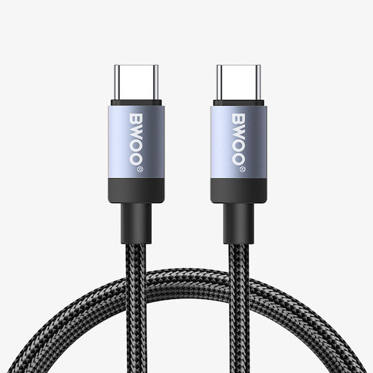 BWOO Bo-x401cc Cablu împletit USB-C tată - USB-C 65W PD Negru 1 m