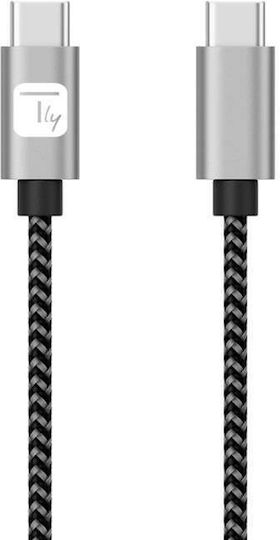 Techly Плетен USB 2.0 кабел USB-C мъжки – USB-C Черен 2 м 620034