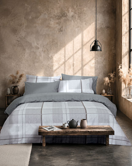 Nima Reevs Bettwäsche-Set für Einzelbett 170x260 cm Grau (3-teilig) 38006