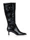 Damenstiefel aus Wildleder mit Mittelhohem Absatz Schwarz