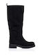 Damenstiefel aus Wildleder mit Mittelhohem Absatz Schwarz
